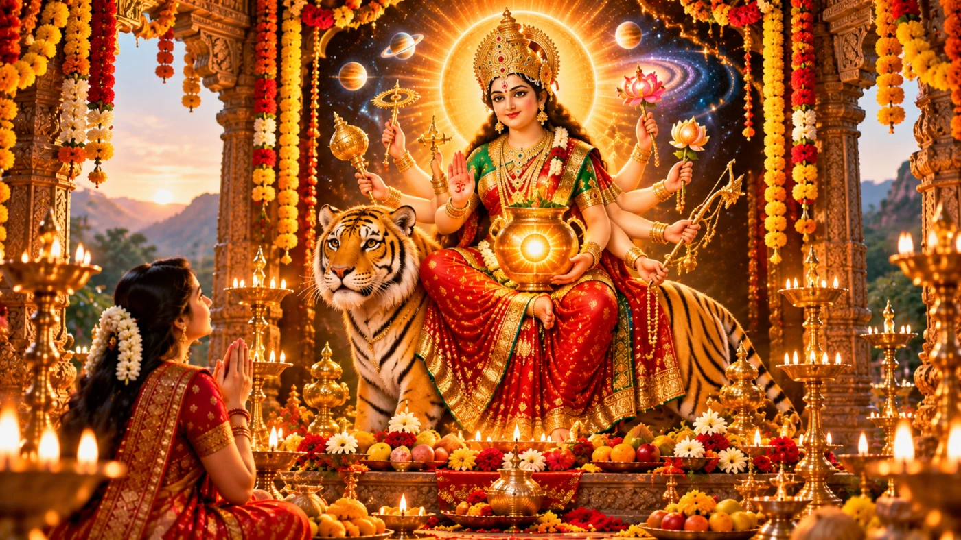 नवरात्रि के चौथे दिन माँ कूष्मांडा की कृपा: एक बुझते हुए घर में लौटी खुशियों की रोशनी